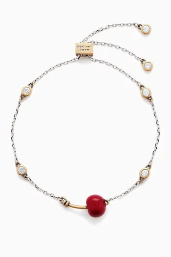 Cherry Crystal Slider Bracelet in Plated Brass