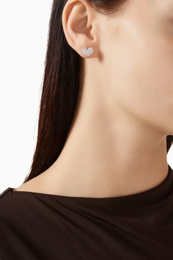 The Heart Pave Earrings in Plated Brass