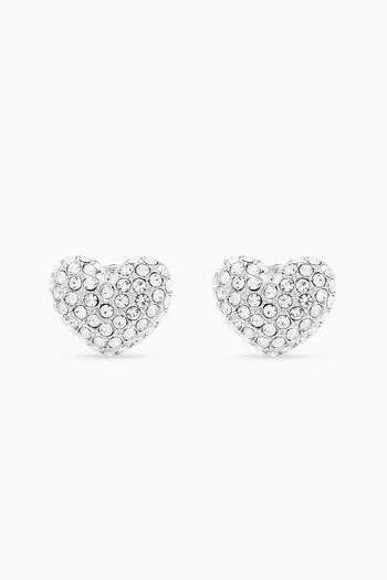 The Heart Pave Earrings in Plated Brass