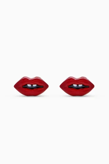 Lips Stud Earrings in Plated Brass