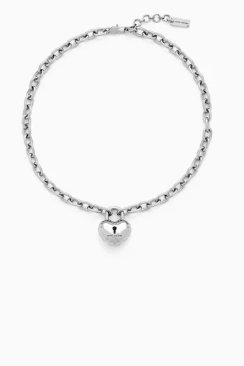 Balloon Heart Lock Necklace in Plated Brass