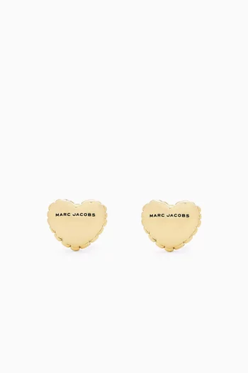 Micro Heart Balloon Earrings in Plated Brass