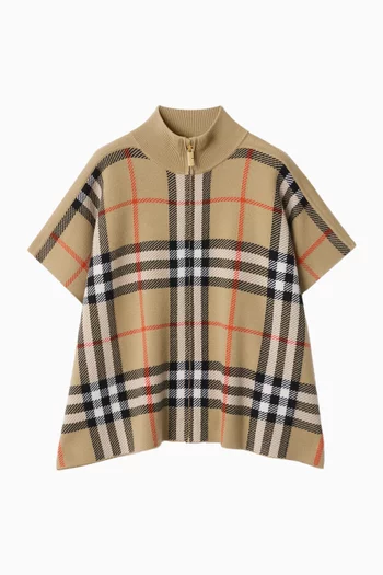 كاب بنقشة مربعات صوف