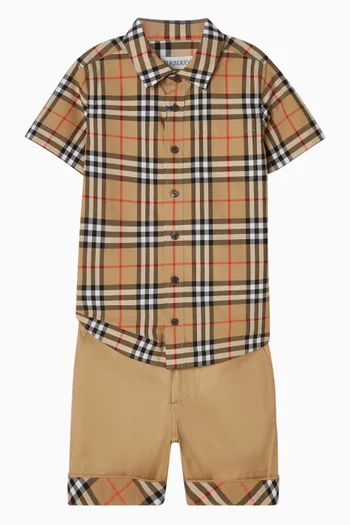 قميص أوين بنقشة مربعات قطن