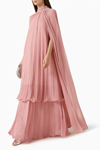 Carmen Layered Cape Dress in Chiffon