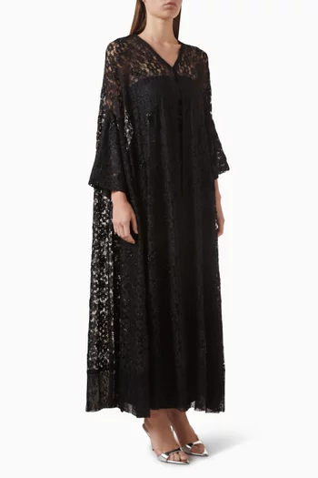 Embellished Cape Abaya in Dantelle