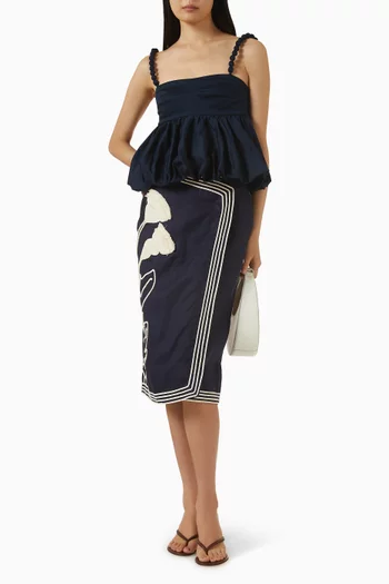 Somos Dos Peplum Top in Cotton Poplin