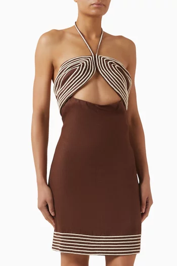 فستان دي كوكو بأربطة حول الرقبة كتان