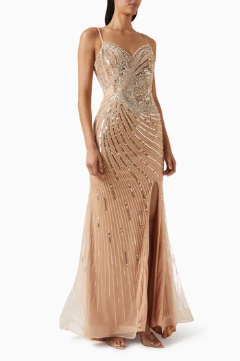 Bead-embellished Corset Gown