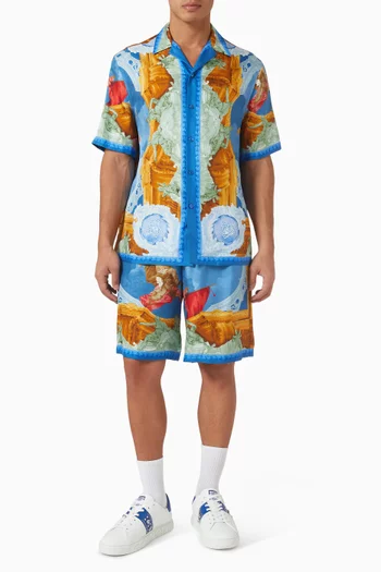 Affresco-print Shorts in Silk-twill