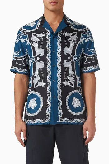 Hall of Heroes-print Shirt in Silk-twill