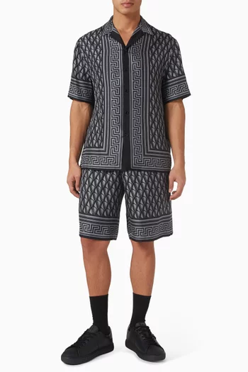 Greca-print Shirt in Silk-twill