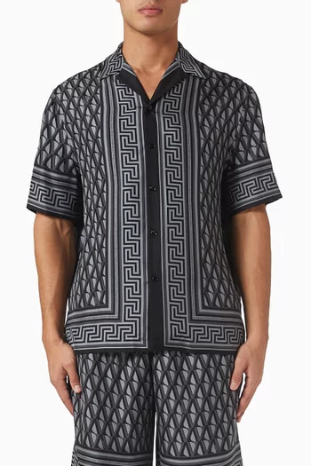 Greca-print Shirt in Silk-twill