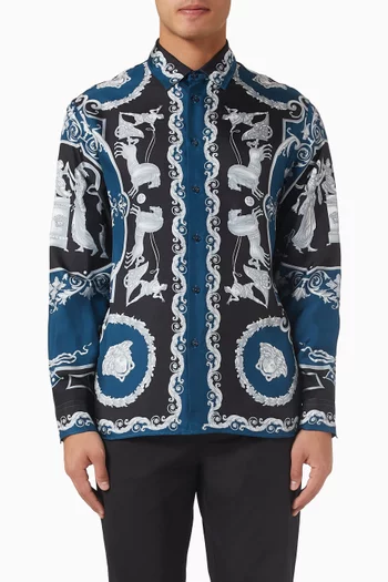 Hall of Heroes-print Shirt in Silk-twill
