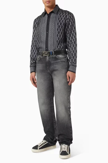 Greca-print Shirt in Silk-twill