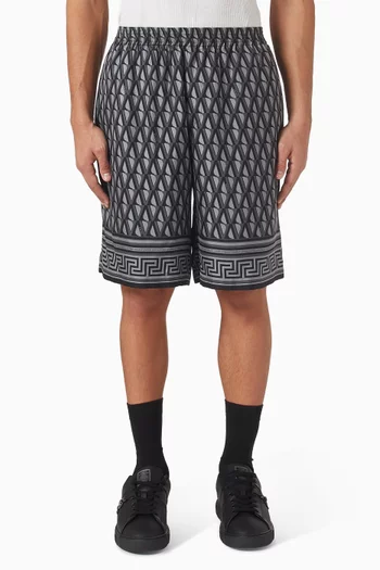 شورت بنقشة غريكا حرير وتويل