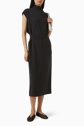 Belt-detail Knit Dress in Merino Wool