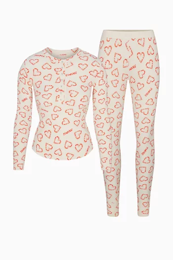 Cotton Rib Henley & Leggings Set