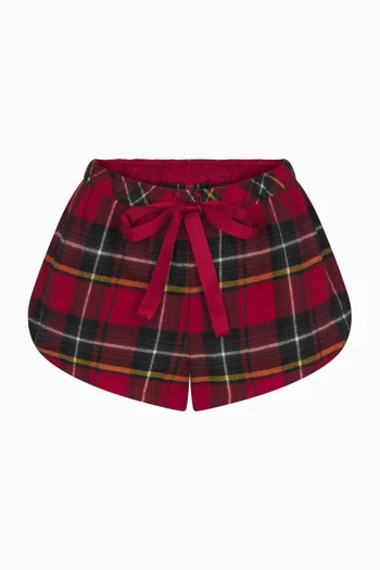 Flannel Sleep Drawstring Shorts