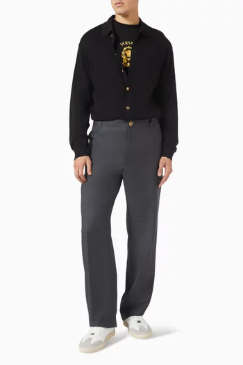 Micro-Checked Jogger Pants in Wool