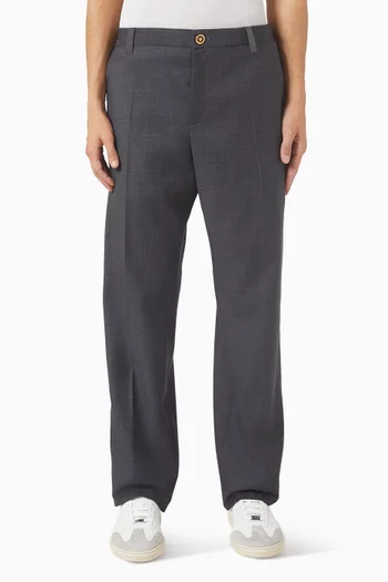 Micro-Checked Jogger Pants in Wool