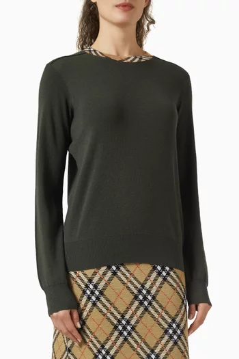 Mary Check-trim T-shirt in Wool