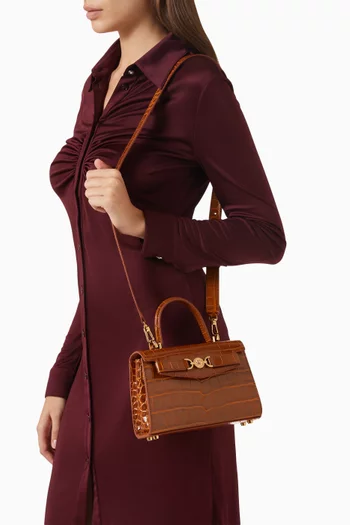 Small Medusa '95 Top-Handle Bag in Croc-embossed Leather