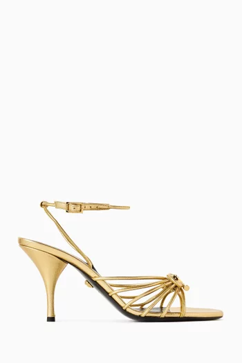 صندل أوبرا مزين بعقدة وكعب 85 مم جلد لامع