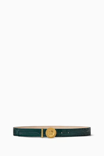 Medusa Biggie Belt in Croc-embossed Leather