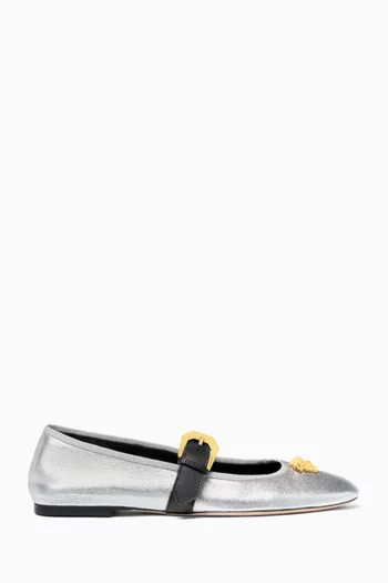 Medusa Ballet Pumps in Metallic Leather