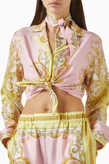 Barocco-print Skinny Scarf in Silk-twill