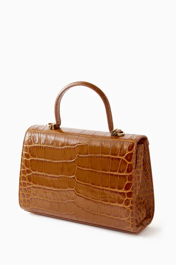 Medusa '95 Top-handle Bag in Croc-embossed Leather