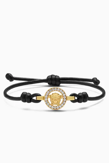 Medusa 95 Crystal Bracelet in Leather