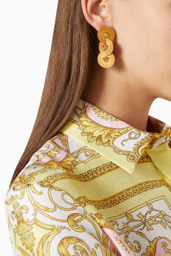 Medusa Tribute Earrings in Gold-tone Brass