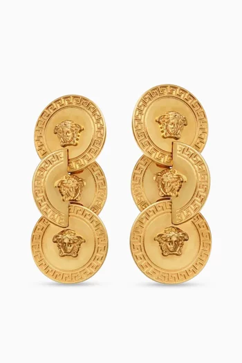 Medusa Tribute Earrings in Gold-tone Brass