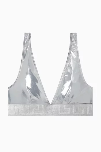 قطعة بيكيني علوية بتصميم مثلث قماش لامع