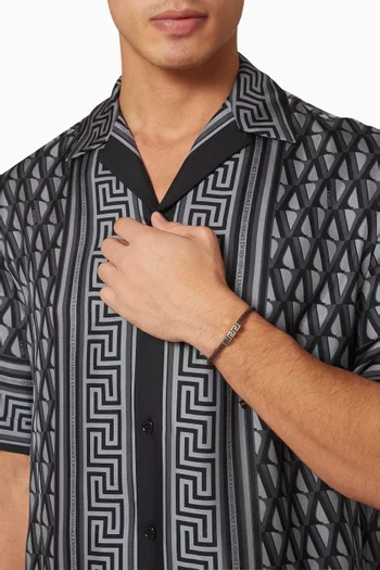 Greca Bracelet in Leather & Metal