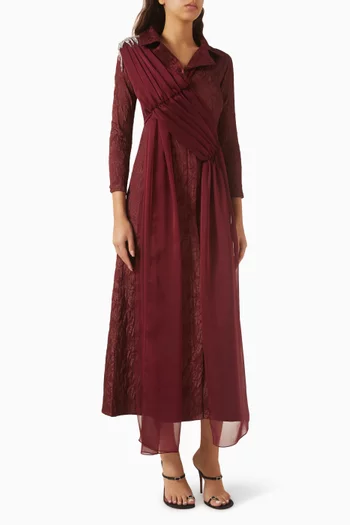 فستان مزين بتطريزات بالكريستال كريب وشيفون