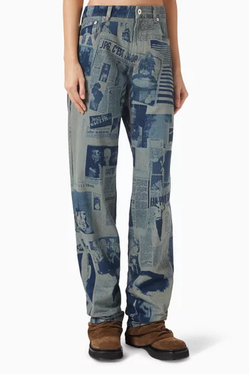 Newspaper-print Jeans