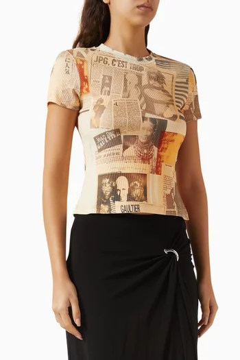 Journal-print T-shirt in Ribbed-cotton