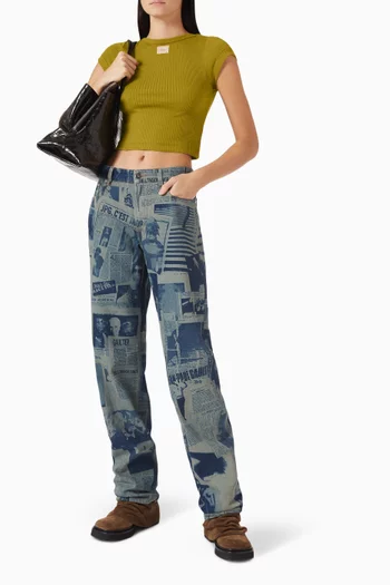 Cropped Logo Patch T-shirt in Cotton