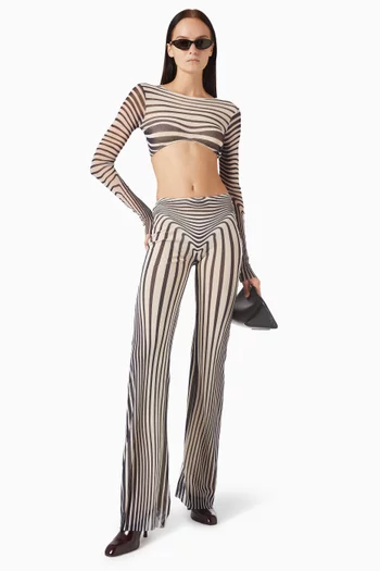 Re-edition Morphing Striped Cropped Top in Tulle