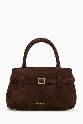 Mini Le Cambon 20 Top Handle Bag in Suede