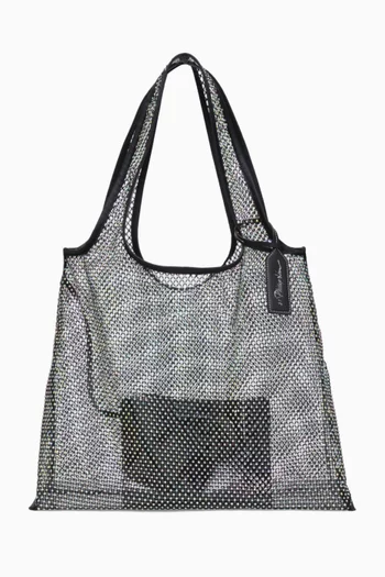 Crystal-embellished Market Tote Bag in Mesh