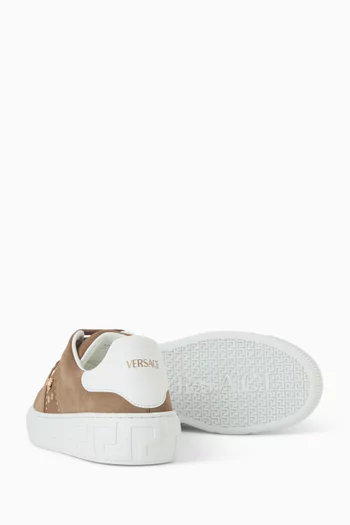 Greca Embellished Sneakers in Suede