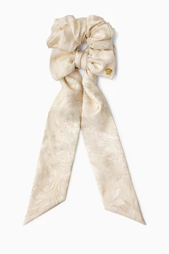 Barocco-print Scarf Tie Scrunchie in Twill
