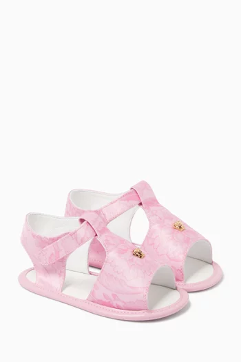 Baroque Print Sandals in Leather