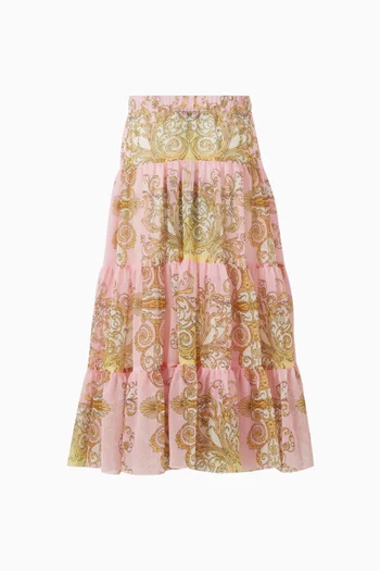 تنورة طويلة بطبقات ونقشة باروكية 