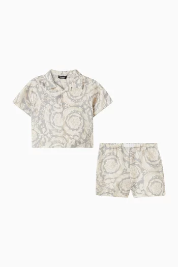 Barocco Shirt & Shorts Set in Silk Twill