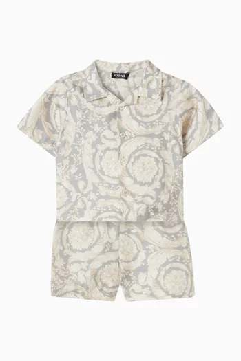 Barocco Shirt & Shorts Set in Silk Twill